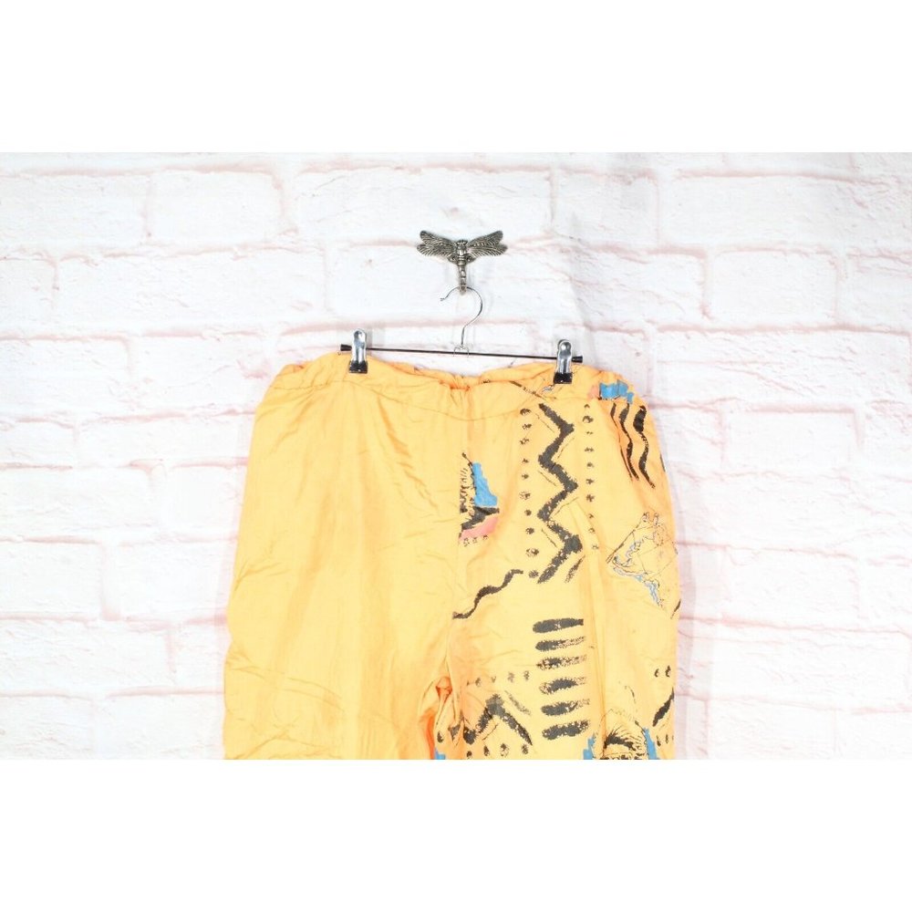 Vintage Gitano Orange Nylon Lined Graphic Loose Jogger Cropped Pants Size XL - Picture 9 of 10